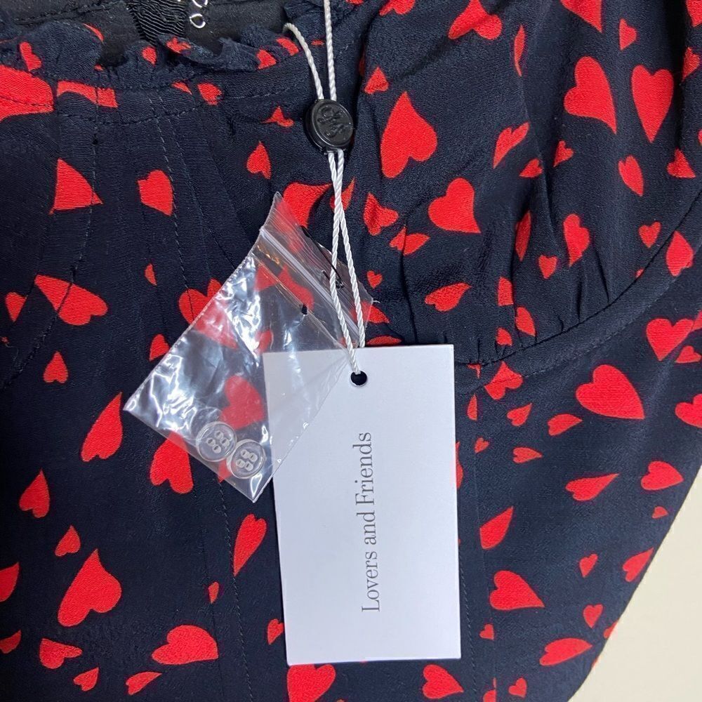 NWT Lovers and Friends Stacy Hearts Black Red Tank Top Size S - Picture 8 of 11
